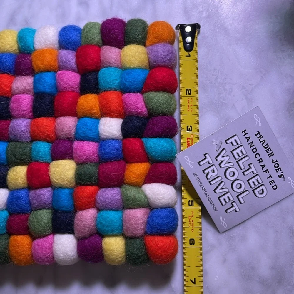 Trader Joe’s Handcrafted Felted Wool Trivet -NWT,never used,whimsical multicolor - Picture 10 of 12